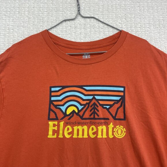 Element Shirt Men 2XL Orange Wind Water Fire Earth Graphic Mountain Outdoors Tee - Picture 2 of 15
